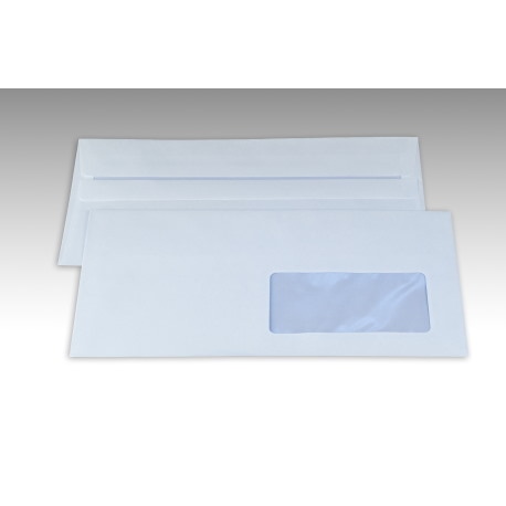 Koperty białe DL SK okno prawe 110x220mm poddruk niebieski 80g 1000 szt.