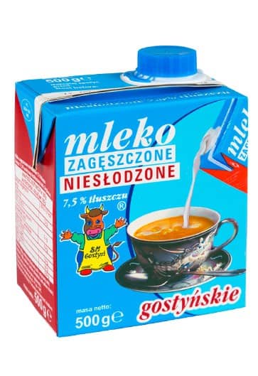 Mleko GOSTYŃ, zagęszczone, niesłodzone, 0,5 l