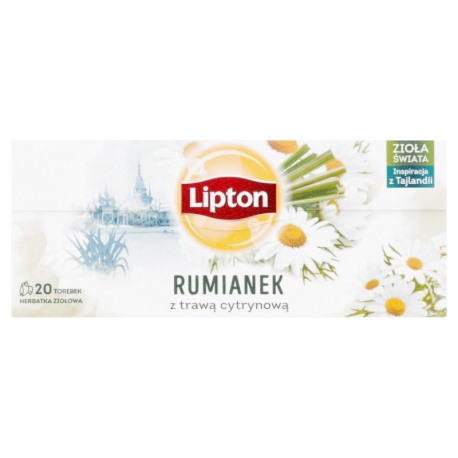 Herbata LIPTON ziołowa, rumianek z trawą cytrynową, 20 torebek