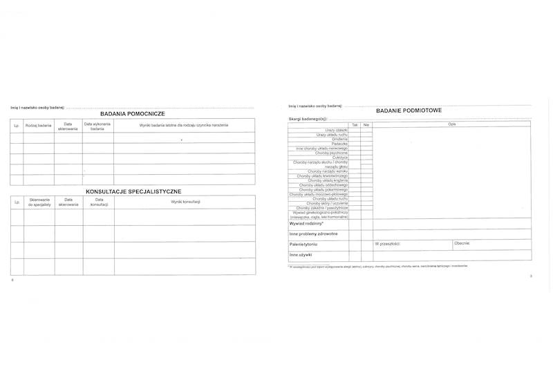 Karta badania profilaktycznego /100k.2xA5 MZ/LP-1