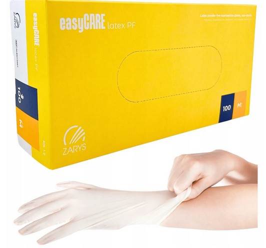 Rękawice latex bezpudrowe M op 100 ZARYS