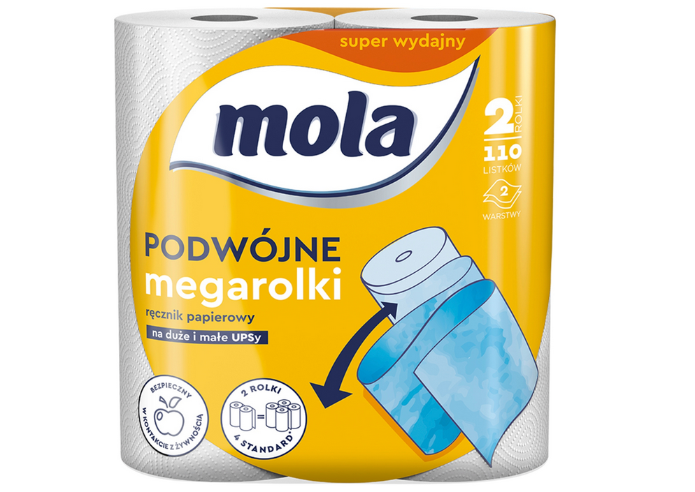 Ręcznik papierowy Mola Megarolki op.2 rolki, 2 warstwy, 110 listków 24m