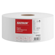 Papier toaletowy 93663 KATRIN jumbo papier 2 warstwowy makulatura biały 100mb / 12 sztuk 18cm średnica