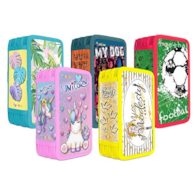 Piórnik szkolny GIMBOO, bez wyposażenia, 3 komory, mix kolorów