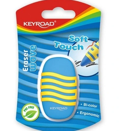 Gumka uniwersalna KEYROAD Wave, pakowane na displayu, mix kolorów
