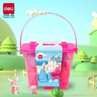 Piasek kinetyczny Deli EY013 w wiaderku 6 foremek różowy