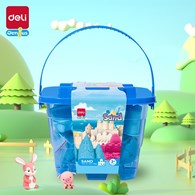 Piasek kinetyczny Deli EY013 w wiaderku 6 foremek niebieski