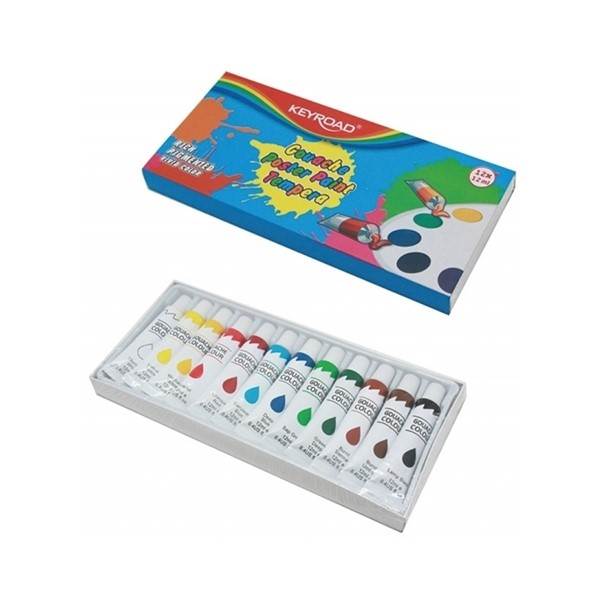 Farby tempera KEYROAD, 12x12ml, 12 kolorów