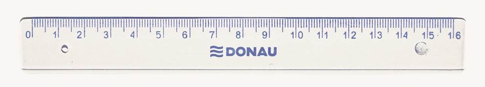 Linijka DONAU, 16cm, zawieszka, transparentna