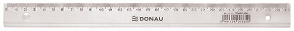 Linijka DONAU, 30cm, zawieszka, transparentna