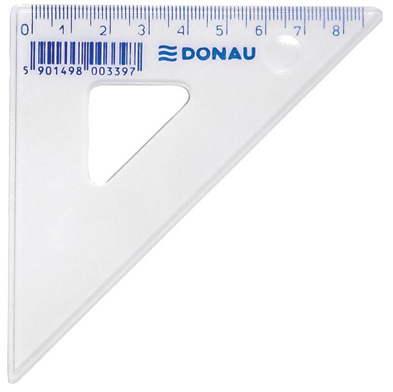 Ekierka DONAU, mała, 8,5cm, 45°, transparentna