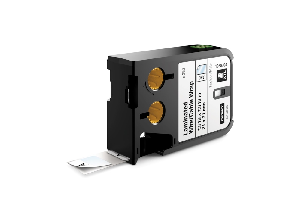 Dymo XTL laminowane opaski na kable 13/16  x 13/16  (21 mm x 21 mm) - czarne na białym