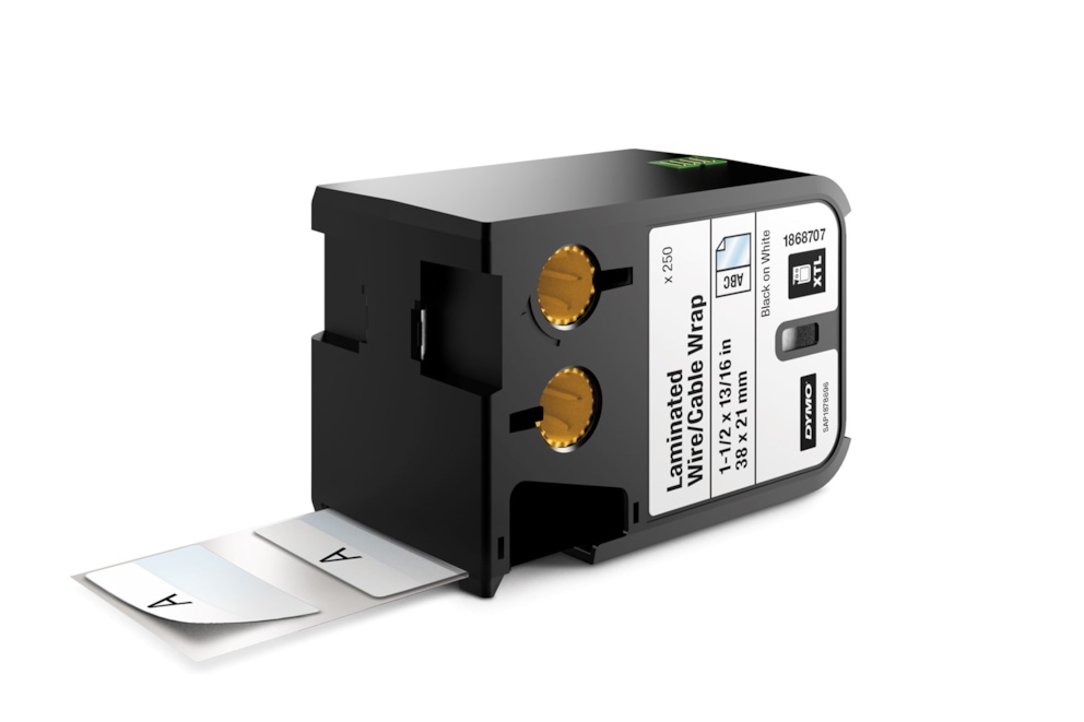 Dymo XTL laminowane opaski na kable 1-1/2  x 13/16  (38 mm x 21 mm) - czarne na białym