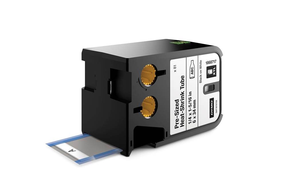 Dymo XTL wymiarowe etykiety-rurki termokurczliwe 1/4  x 1-5/16  (6 mm x 34 mm) - czarne na białym