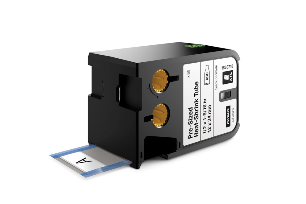 Dymo XTL wymiarowe etykiety-rurki termokurczliwe 1/2  x 1-5/16  (12 mm x 34 mm) - czarne na białym