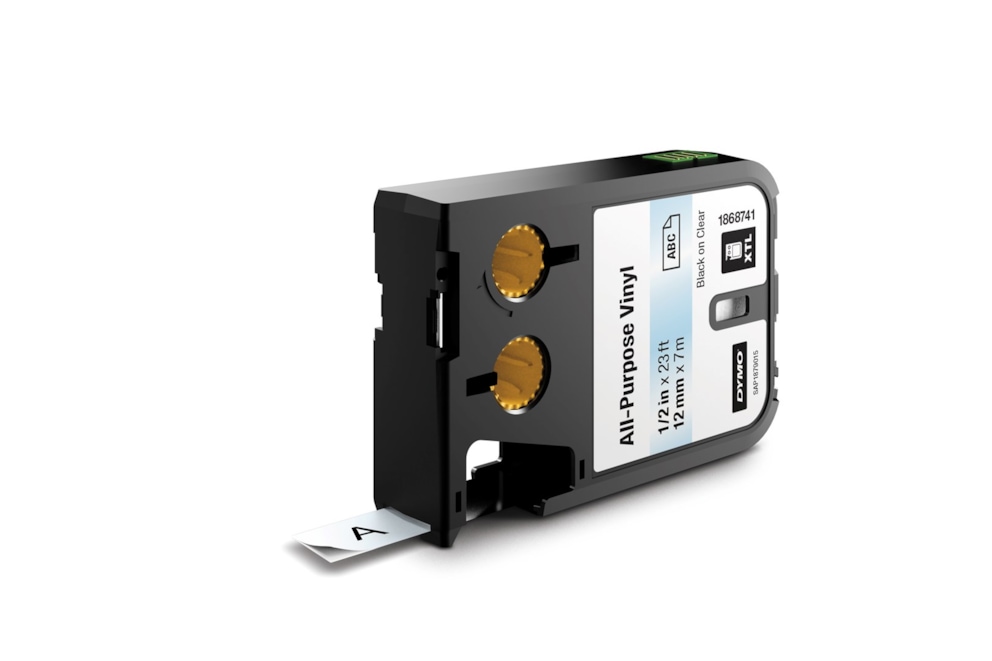 Dymo XTL uniwersalne taśmy winylowe 1/2  (12 mm) - czarne na przezroczystym