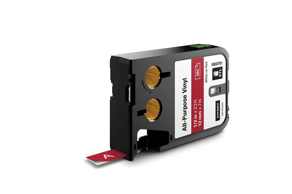 Dymo XTL uniwersalne taśmy winylowe 1/2  (12 mm) - białe na czerwonym