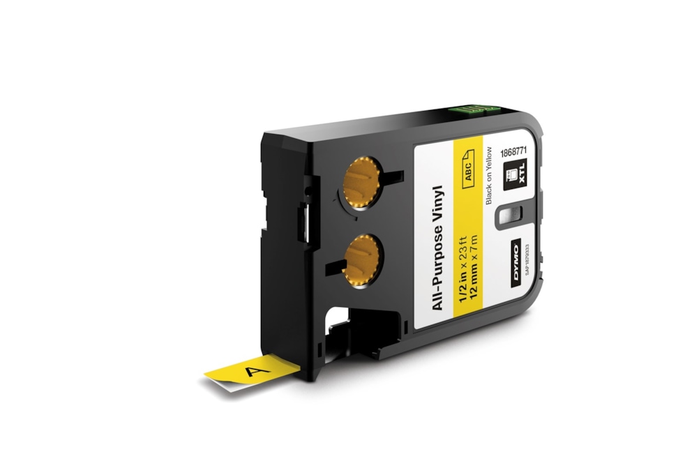 Dymo XTL uniwersalne taśmy winylowe 1/2  (12 mm) - czarne na żółtym