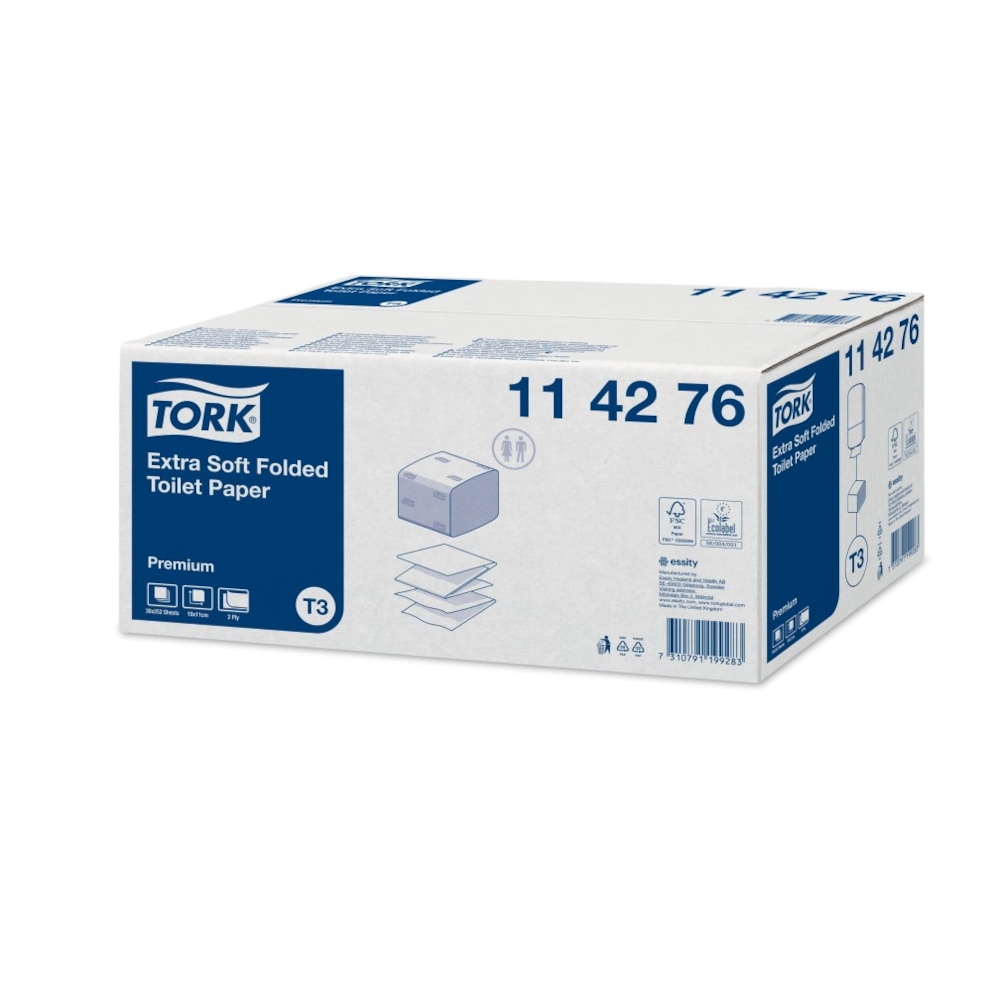 Tork Folded ekstramiękki papier toaletowy w składce, 2 warstwy, celuloza