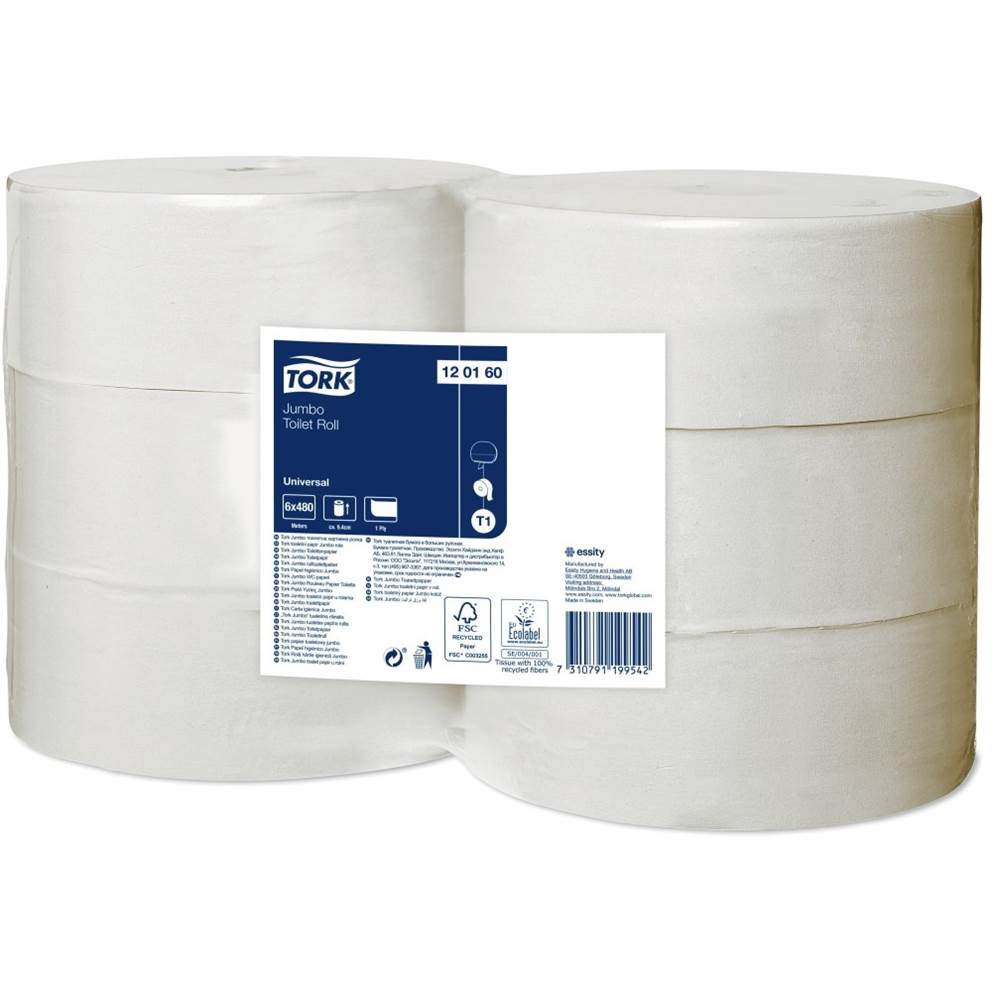 Tork Jumbo papier toaletowy, 1 warstwa, makulatura, 480 m