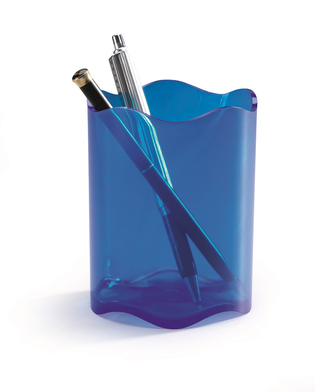 TREND pojemnik na długopisy niebieski przezroczysty