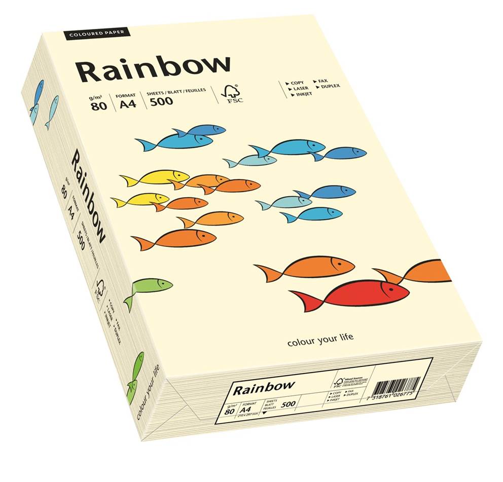 Papier ksero kremowy A4/80g 500 arkuszy Rainbow