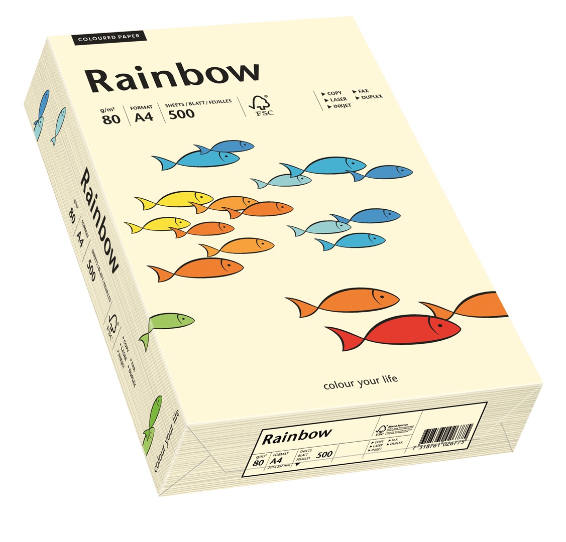 Papier ksero kremowy A4/80g 500 arkuszy Rainbow