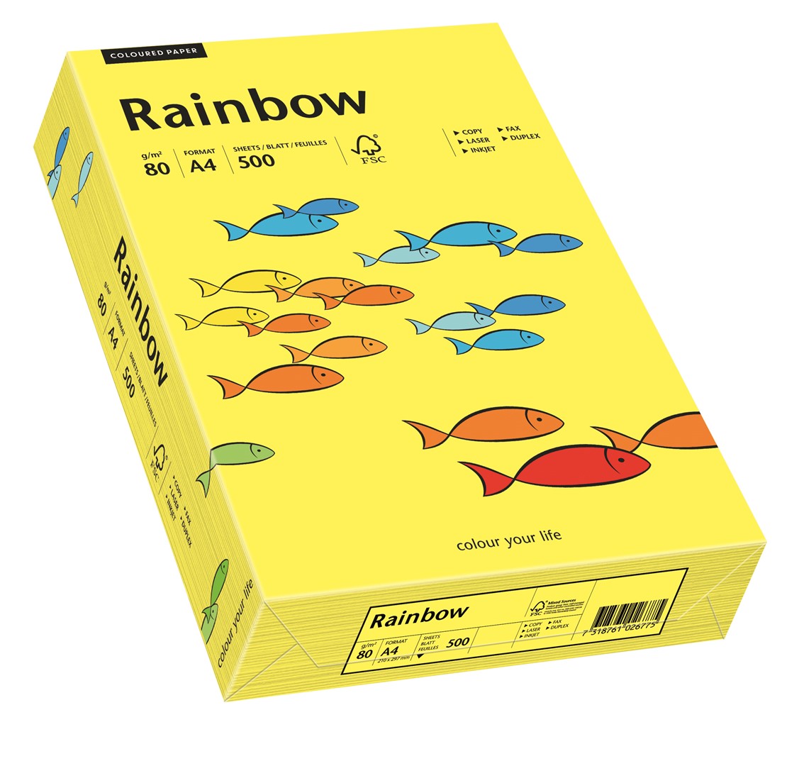 Papier ksero słoneczny żółty A4/80g 500 arkuszy Rainbow