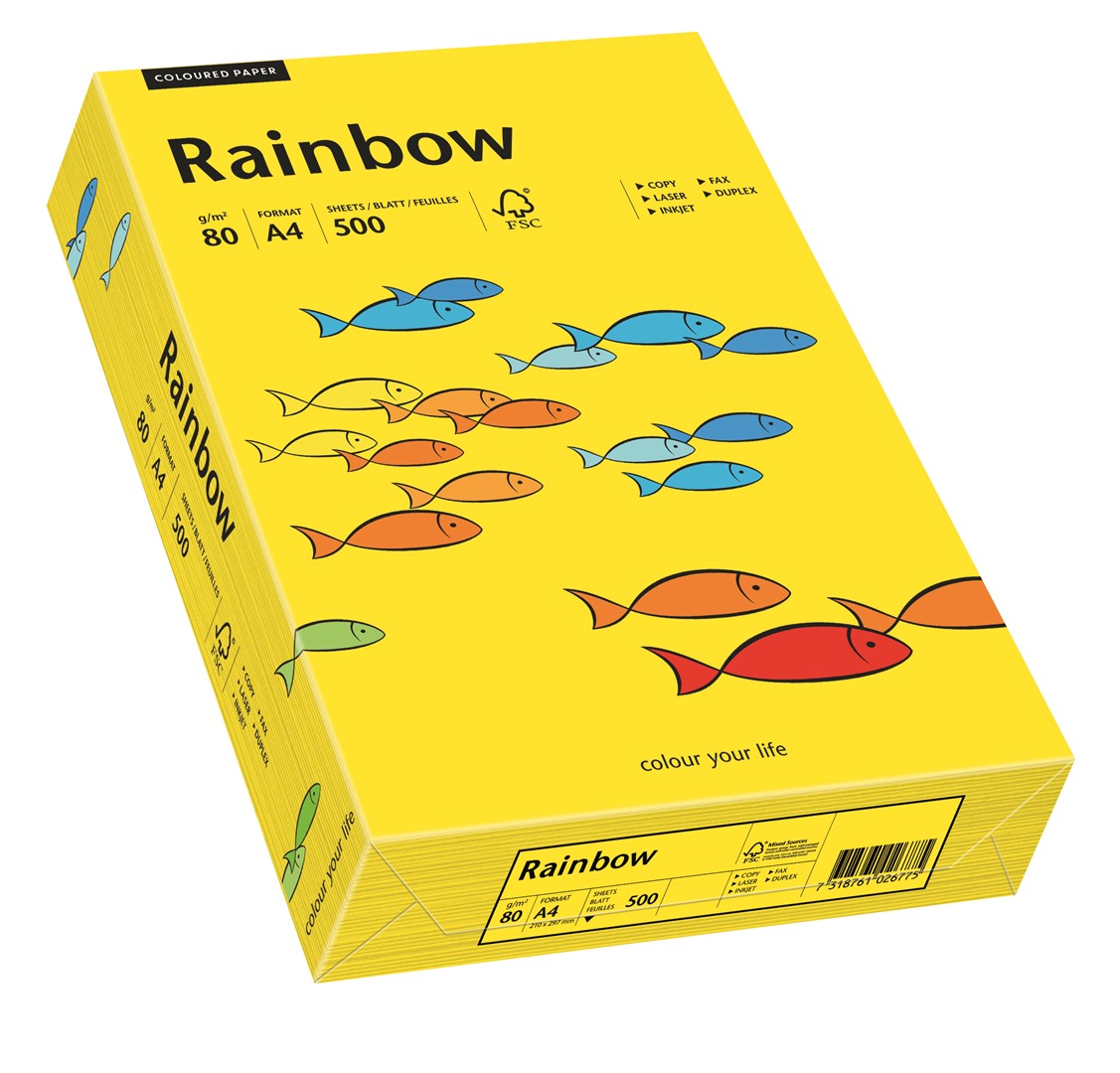 Papier ksero ciemnożółty A4/80g 500 arkuszy Rainbow