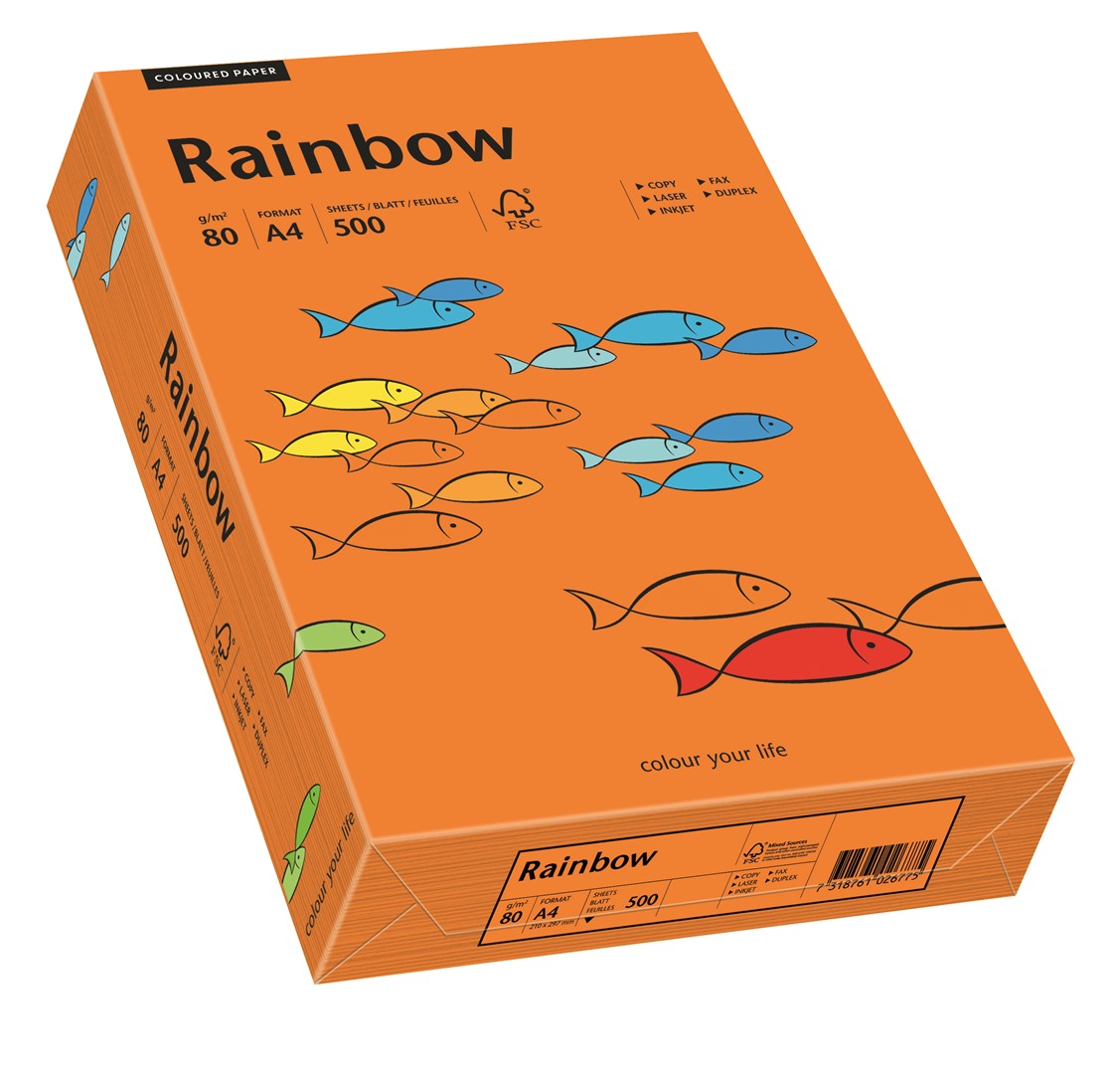 Papier ksero ciemnopomarańczowy A4/80g 500 arkuszy Rainbow