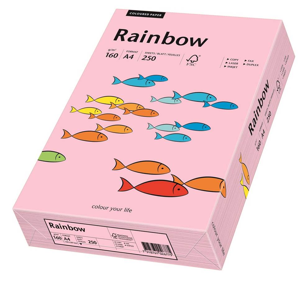 Papier ksero jasnoróżowy A4/160g 250 arkuszy Rainbow