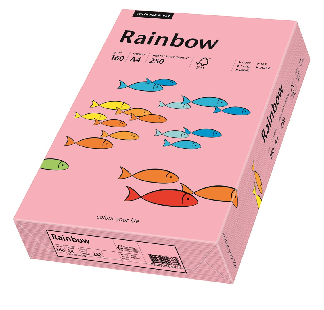 Papier ksero różowy A4/160g 250 arkuszy Rainbow