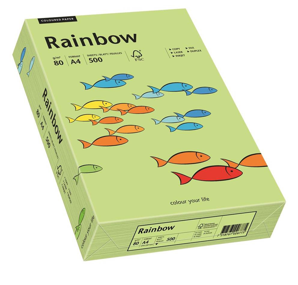 Papier ksero jasnozielony A4/80g 500 arkuszy Rainbow