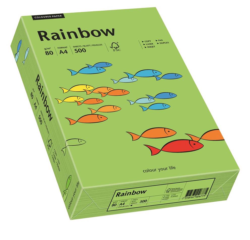 Papier ksero zielony A4/80g 500 arkuszy Rainbow