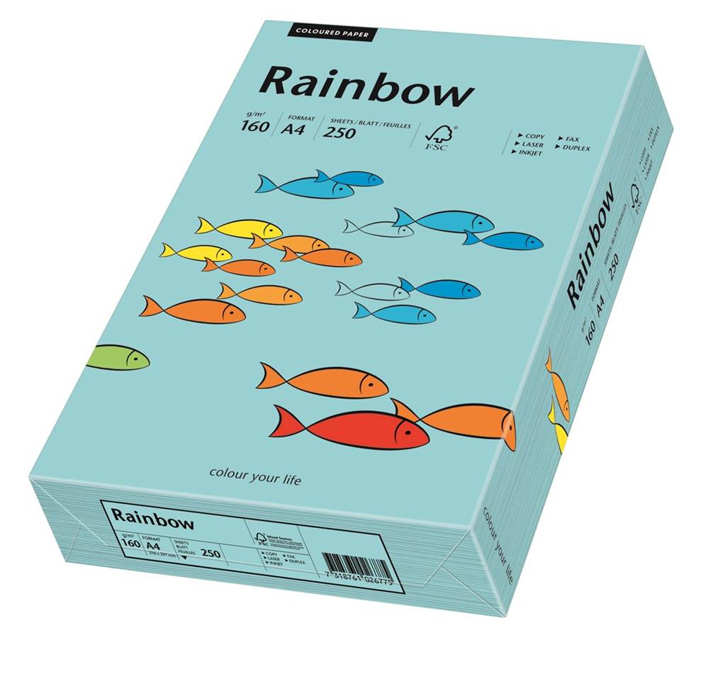 Papier ksero morski A4/160g 250 arkuszy Rainbow
