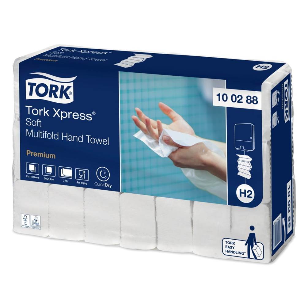 Tork Xpress® miękki ręcznik Multifold, 4 panelowy (w składce wielopanelowej), celuloza, 2 warstwy, 21 bind/opak.