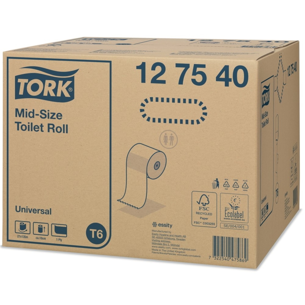 Tork Mid-size papier toaletowy, 1 warstwa, makulatura, 135 m