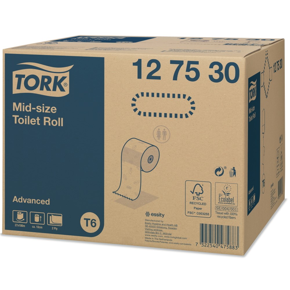 Tork Mid-size papier toaletowy, 2-warstwowy, makulatura, 100 m