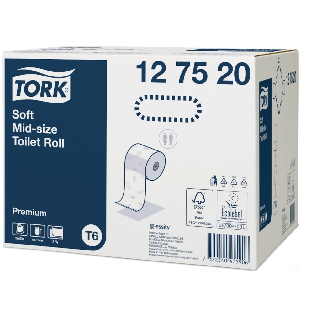 Tork Mid-size miękki papier toaletowy, 2-warstwowy, celuloza, 90 m