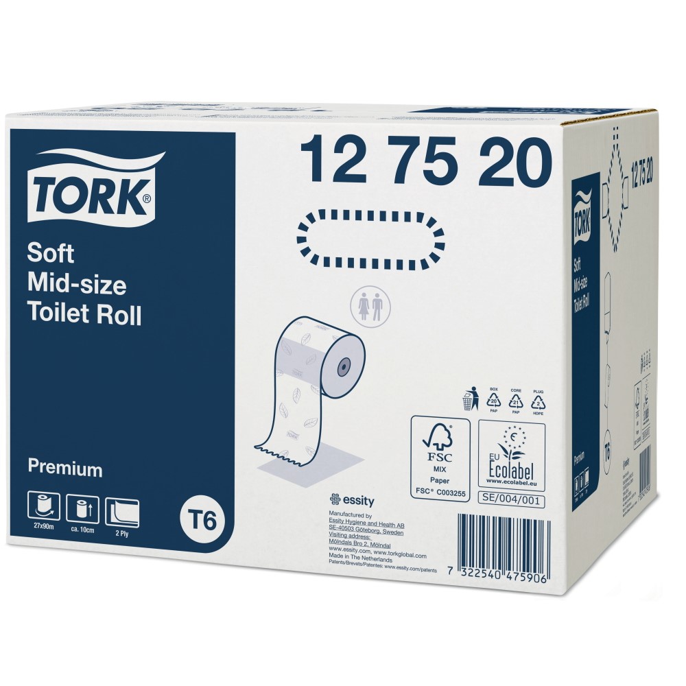 Tork Mid-size miękki papier toaletowy, 2-warstwowy, celuloza, 90 m