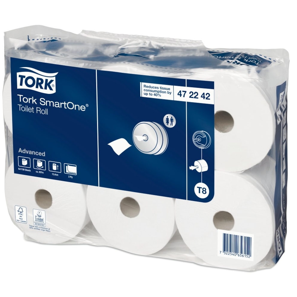 Tork SmartOne® papier toaletowy w roli, 2 warstwy, celuloza + makulatura, 207 m