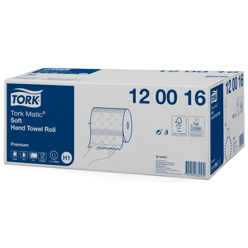 Tork Matic® ekstramiękki ręcznik w roli, celuloza, 100 m, 2 warstwy 6rolek