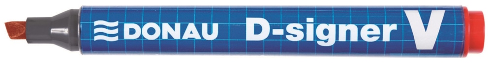 Marker permanentny DONAU D-Signer V, ścięty, 1-4mm (linia), czerwony