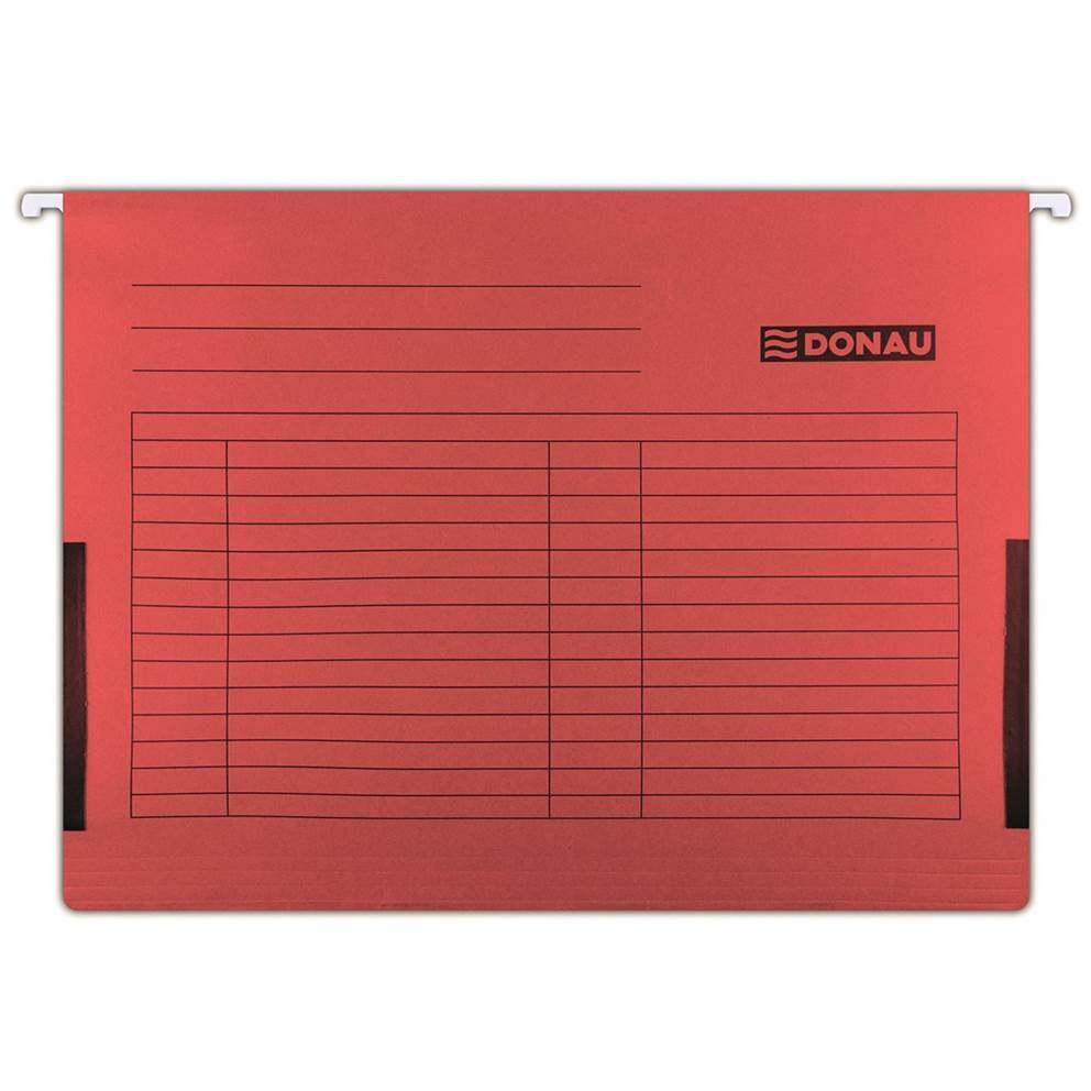 Teczka zawieszkowa DONAU z boczkami, A4, 230gsm, czerwona