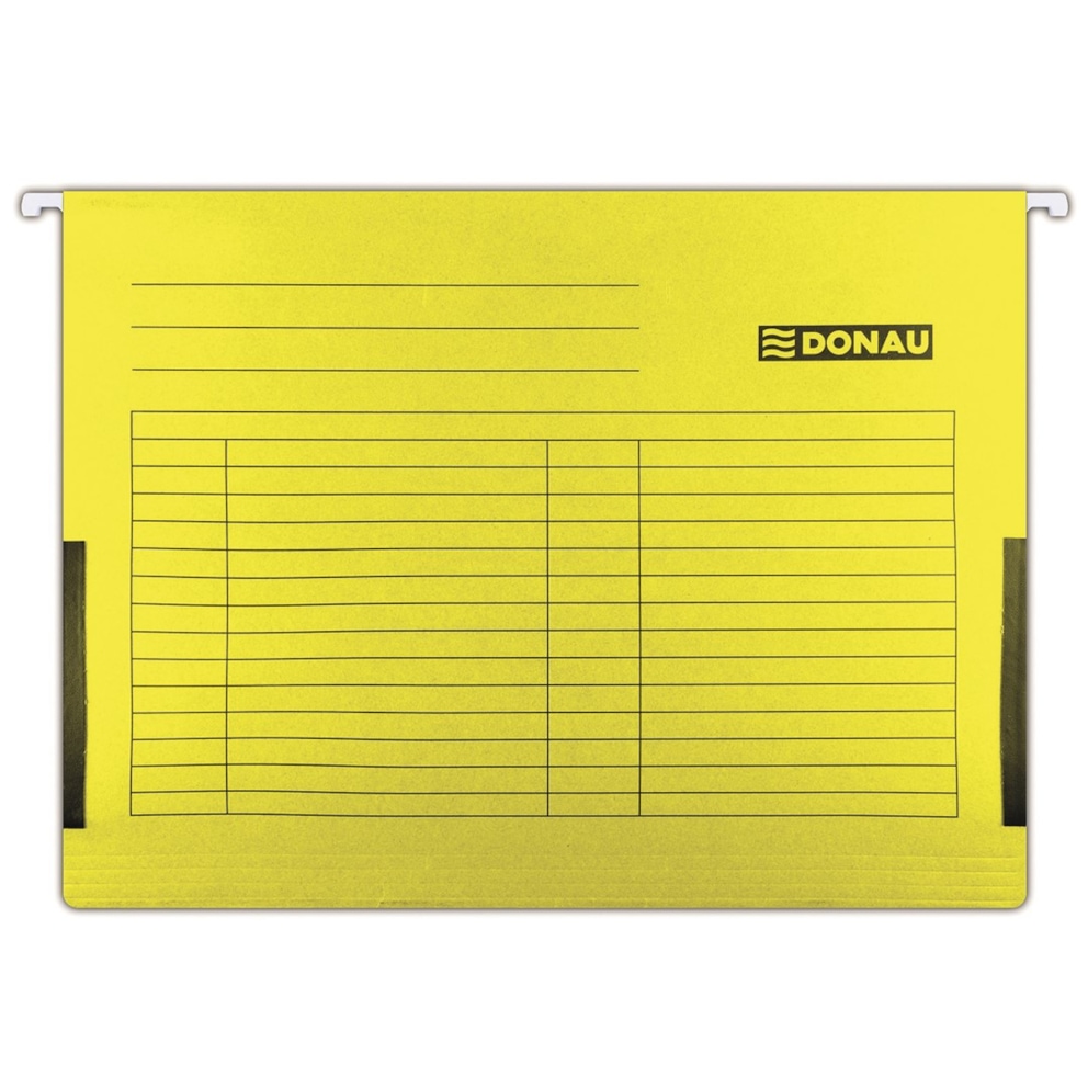 Teczka zawieszkowa DONAU z boczkami, A4, 230gsm, żółta