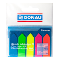 Zakładki indeksujące DONAU, PP, 12x45mm, strzałka, 5x25 kart., mix kolorów