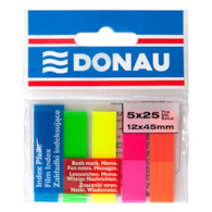 Zakładki indeksujące DONAU, PP, 12x45mm, 5x25 kart., mix kolorów