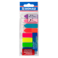 Zakładki indeksujące DONAU, PP, 12x45mm/12x42mm, stand./strzałka, 4x25/4x25 kart., mix kolorów