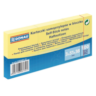 Bloczek samoprzylepny DONAU, 38x51mm, 1x100 kart., jasnożółty 3 szt./opak.