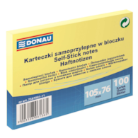 Bloczek samoprzylepny DONAU, 105x76mm, 1x100 kart., jasnożółty